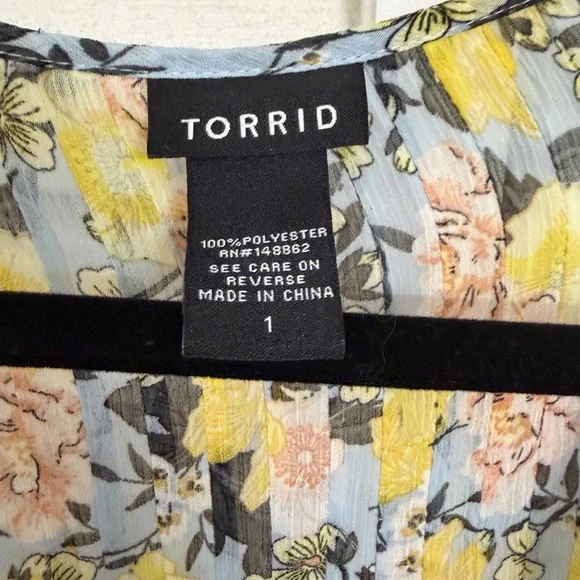 Torrid Floral Blouse - Yellow and Pink - Picture 4 of 4